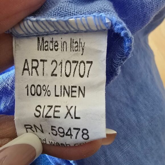 VALENTINA NALDI Dress Large Maxi Linen Blend Pockets Oversized  Blue Size XL - Picture 6 of 7